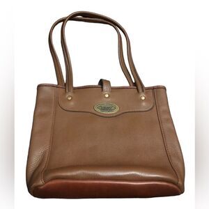 Tory Leather Company Made In USA Double Handled Leather Shoulder Purse Brown